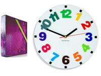 FLEXistyle Moderne wandklok voor kinderen NUMBERS 3d, ovaal 30cm, stil, voor kinderkamer, acryl uit Italië, made in EU