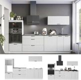 Vicco Complete keukeneenheid Fame-Line, Wit Landhuis/Wit, 280 cm, WB Antraciet