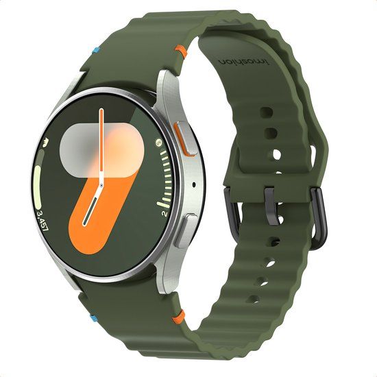 imoshion Wave Siliconenband - Geschikt voor Samsung Galaxy Watch 4 / 5 / 6 / 7 / FE (20 mm) - Donkergroen