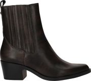 Tamaris - Dames - Laarzen - Donkerbruin - Imitatieleer - Blokhak - Ritssluiting - 39
