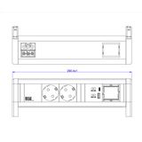 Bachmann Desk 2xCEE7/3 1xUSB A/C 22W 1xCM GST18 RAL9010