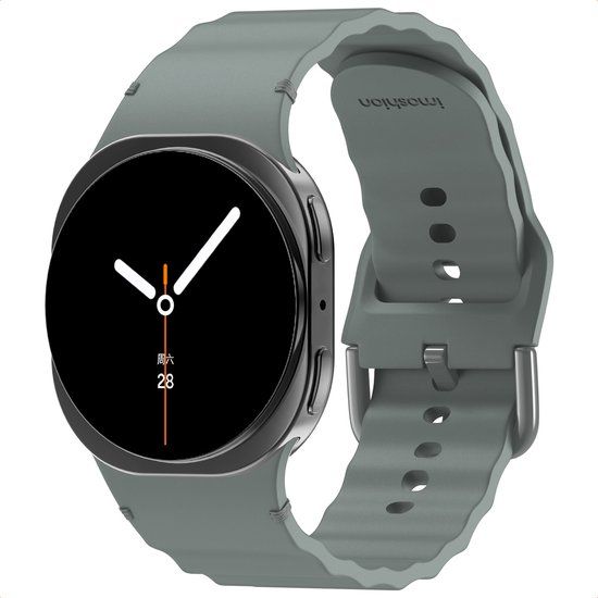 imoshion Wave Siliconenband - Geschikt voor Samsung Galaxy Watch 8 (40/44mm) / Classic (46mm) - Donkergrijs