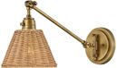 Hinkley LED Wandlamp Arti | 1X E27 Max 60W | Heritage Brass, Natural Rattan Shade