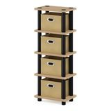 Furinno Gereedschapsloze planken, hout, eiken/zwart/lichtbruin, eenheidsmaat, 28,7 (B) x 73,15 (H) x 19,56 (D) cm