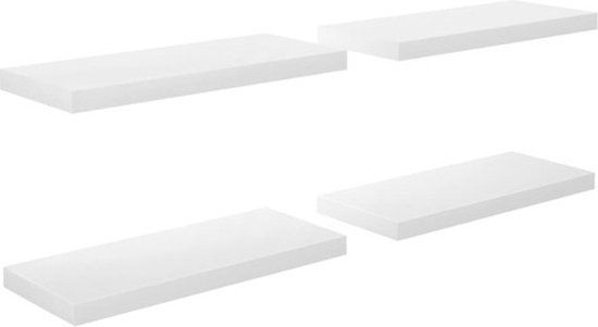 vidaXL Wandschappen zwevend - 4 stuks - 60x23,5x3,8 cm - MDF - hoogglans wit