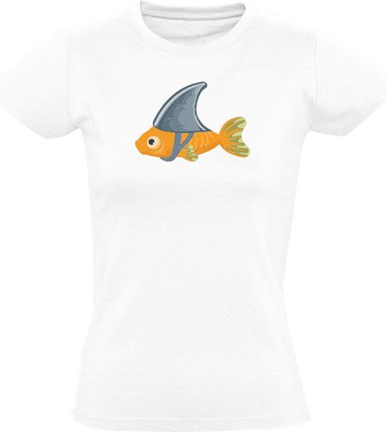 Sol's Vis met een haaienvin Dames T-shirt - Wit - 3XL