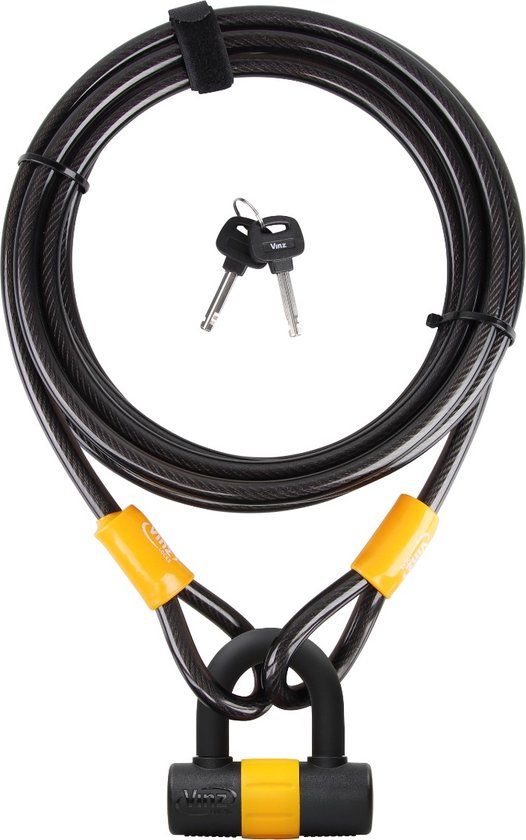 VINZ Kinabalu Kabelslot - 12mm x 3 Meter - Grijs - Bootslot / Tuinmeubel slot / Terras slot