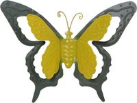 Mega Collections Tuin/Schutting Decoratie Vlinder - Metaal - Groen - 17 x 13 cm