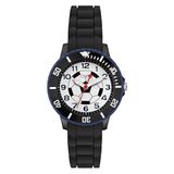 s.Oliver Kinderhorloge - rond - zwart - 38 mm - plastic horloge met kwartsuurwerk op siliconen band met gesp - analoog polshorloge - 5 ATM waterdicht - krasbestendig