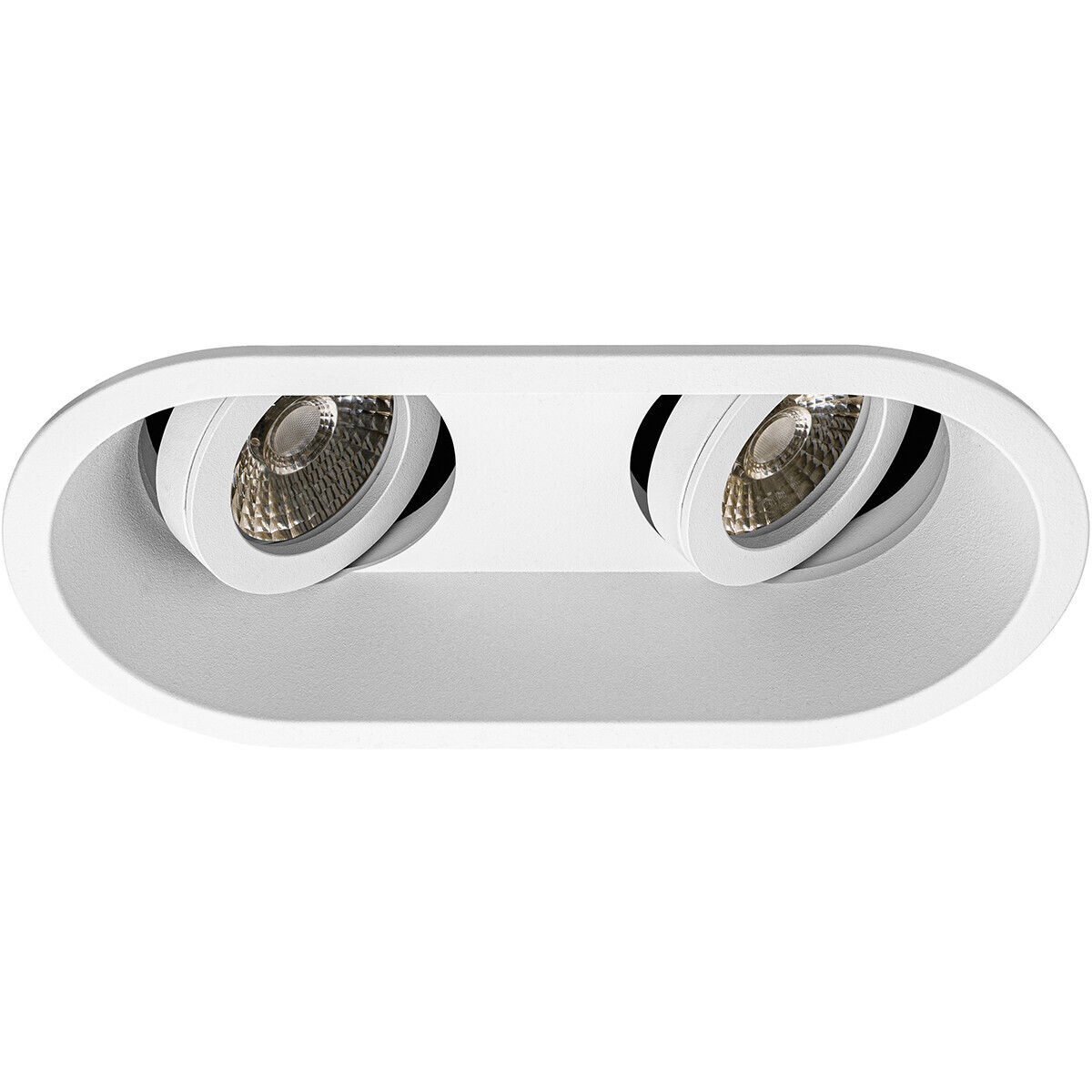 BES LED Spot Armatuur GU10 - Pragmi Zano Pro - Inbouw Ovaal Dubbel - Mat Wit - Aluminium - Kantelbaar - 185x93mm