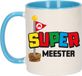 Bellatio Decorations Cadeau koffie/thee mok voor Meester/mentor - blauw - super Meester - 300 ml