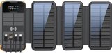 Siltcon Solar Powerbank 30000 mAh - Draadloos Opladen - 4 Zonnepanelen - 22.5W Snellader - Zwart/Oranje