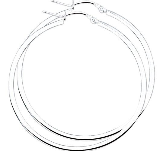 The Jewelry Collection Oorringen Vierkante Buis - Zilver