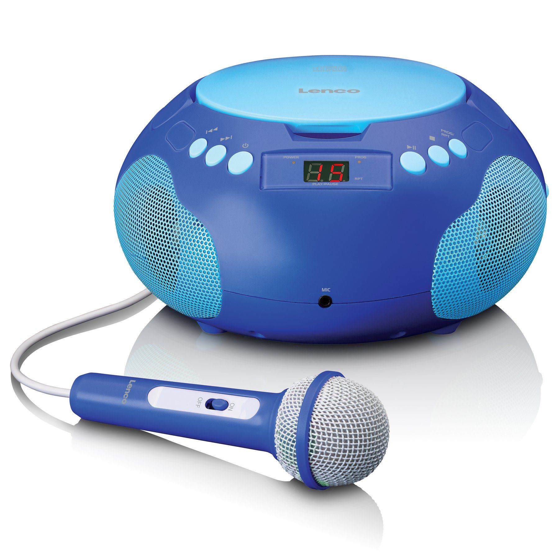 Lenco SCD-620BU - Draagbare CD-speler met FM Radio en Microfoon - Blauw