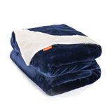 Sweetnight Knuffeldeken, microvezel, dubbelzijdig, superzacht, warme deken, bankdeken, fleecedeken voor binnen en buiten, bankdeken, woondeken, 130 x 150 cm, donkerblauw