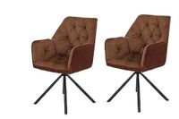 Hela Inge set van 2 eetkamerstoelen, draaistoel, armleuningstoel, buiten breedcord, binnen, microvezel, antraciet, draaistel 180° autoreturn