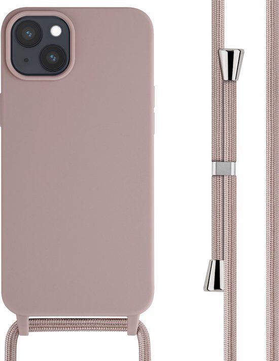 iMoshion Hoesje iPhone 15 Plus - Siliconen Back Cover met Koord - Roze