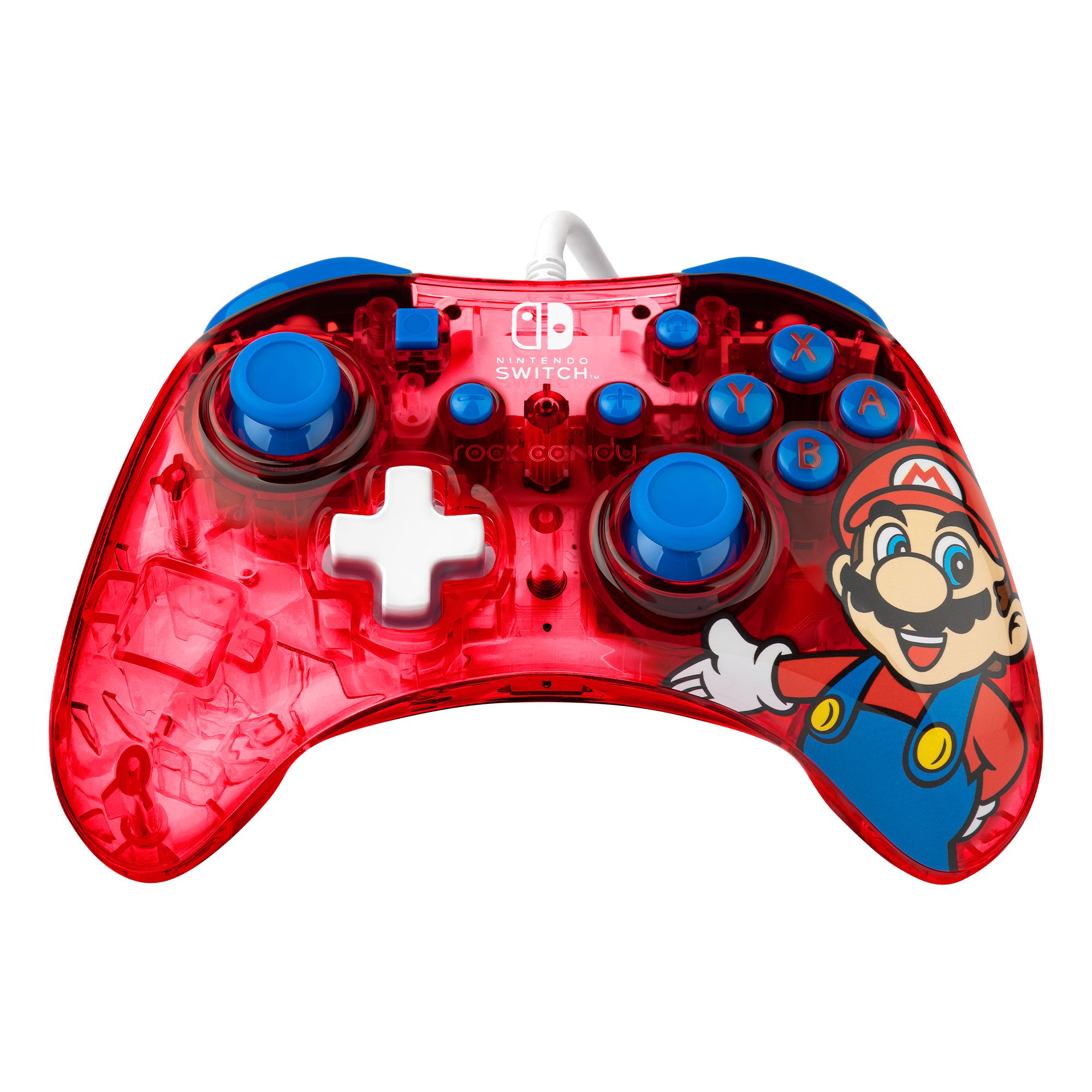 PDP Rock Candy Mario Punch Red Translucent Wired Controller for Nintendo Switch
