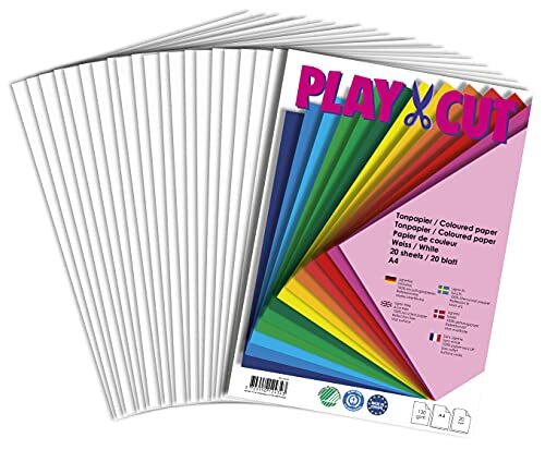 PLAY-CUT Gekleurd papier, A4, 130 g/m2, wit, 20 vellen, effen kleur