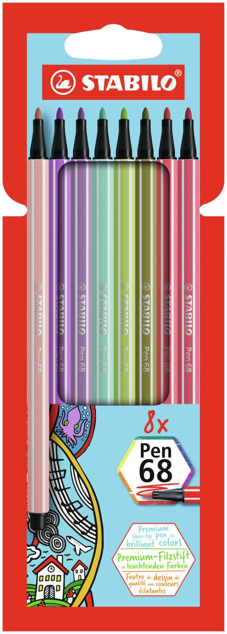 STABILO Pen 68 - Premium Viltstift - Etui met 8 nieuwe kleuren