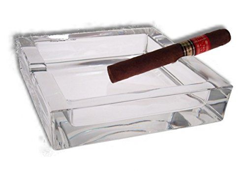Lifestyle-Ambiente Glazen sigaren asbak 15x15cm incl. tastingboog nieuw model met 4 planken
