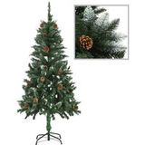 vidaXL Kunstkerstboom met dennenappels en wit glitter 150 cm