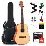 Donner Akoestische Gitaar 3/4 Gitaar Beginner Dreadnought 36 Inch Gitaar Starter Kit Met Tas Capo Tuner Strap String Gitaar Picks (Natuurlijk)