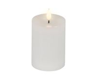 Lumineo Realistische LED Kaars met Wax Pit en Vlam Effect Ø7.5x13,5cm Wit met 6uur Timer Werkt op Batterij