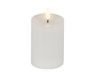 Lumineo Realistische LED Kaars met Wax Pit en Vlam Effect Ø7.5x13,5cm Wit met 6uur Timer Werkt op Batterij
