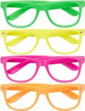 Merkloos 24 x feestbril - neon kleur - grappige bril - carnavalsbril - party bril