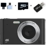 Aiorber CCD-camera, 1080P Studentencamera, Vlogcamera, 16x Zoom, 2.4", met 64 GB Geheugenkaart, Zwart