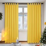 Deconovo 2 gordijnen, ondoorzichtig, thermisch, koudewerend, met lussen, voor woonkamer, keuken, 140 x 200 cm, mosterdgeel