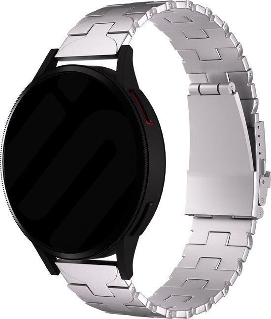 Strap-it Smartwatch bandje 22mm universeel - Titanium butterfly band - zilver
