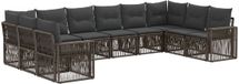 vidaXL Banc de jardin - Ensemble - 10 places assises - Gris et Gris foncé - Polyrattan