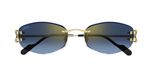 Cartier Signature C De Cartier Ct0467s Lunettes de soleil femme doré rectangulaires bleu 57mm