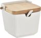 ITEM international Items luxe Suikerpot Porselein/bamboe hout - wit - 9 x 10 cm - dispenser met lepel