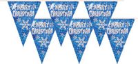 Henbrandt Kerst Vlaggenlijn Merry Christmas Blauw 360 cm