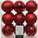 Decoris 18x stuks kunststof kerstballen rood 8 cm met luxe afwerking