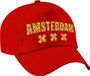Bellatio Decorations Amsterdam 020 pet / cap rood met gouden bedrukking dames en heren - Amsterdam steden baseball cap
