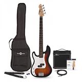 Gear4music LA Linkshandige Basgitaar + 15 W Versterkerpakket, Sunburst