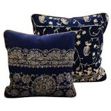 Bassetti Brenta kussensloop voor tafellinnen van 100% katoen, Panama-stof in de kleur blauw B1, afmetingen: 40x40 cm - 9326089