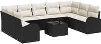 vidaXL Hoek loungeset 4-zits Zwart en crème Polyrattan Inclusief tafel