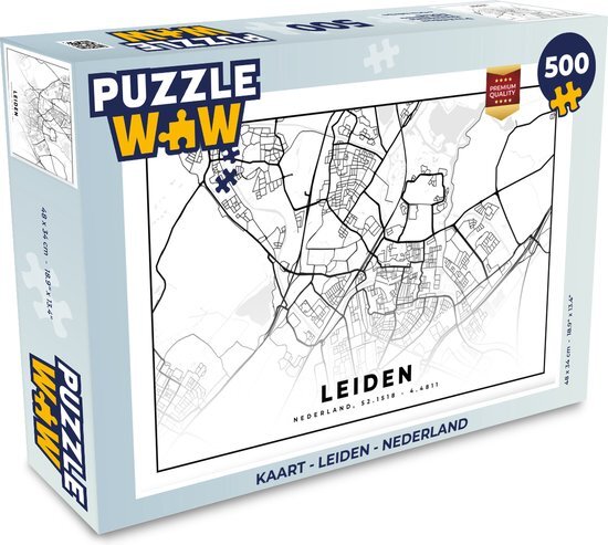 MuchoWow Puzzel Kaart - Leiden - Nederland - Legpuzzel - Puzzel 500 stukjes