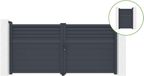 CASANOOV Portail Carpatia Gris 3m H.140 Cm Aluminium + Portail 1m H.140