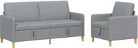 vidaXL Sofa Set Met Opslag 2 pcs Lichtgrijs Polyester