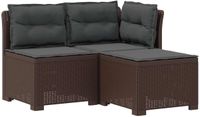 vidaXL 3-Zits Tuinbank met Kussens Rattan Look PP Bruin