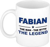Bellatio Decorations naam cadeau mok - Fabian - man myth legend - koffiemok - 300 ml - collega - vaderdag