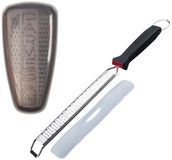 Fackelmann Duo Lange grove rasp voor citroenschil met beschermkap 42 cm en Parmezaanrasp met opbergdoos 19 cm