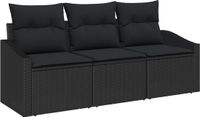 vidaXL Tuinbank Set 3-delig Zwart Polyrattan