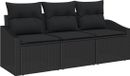 vidaXL Tuinbank Set 3-delig Zwart Polyrattan
